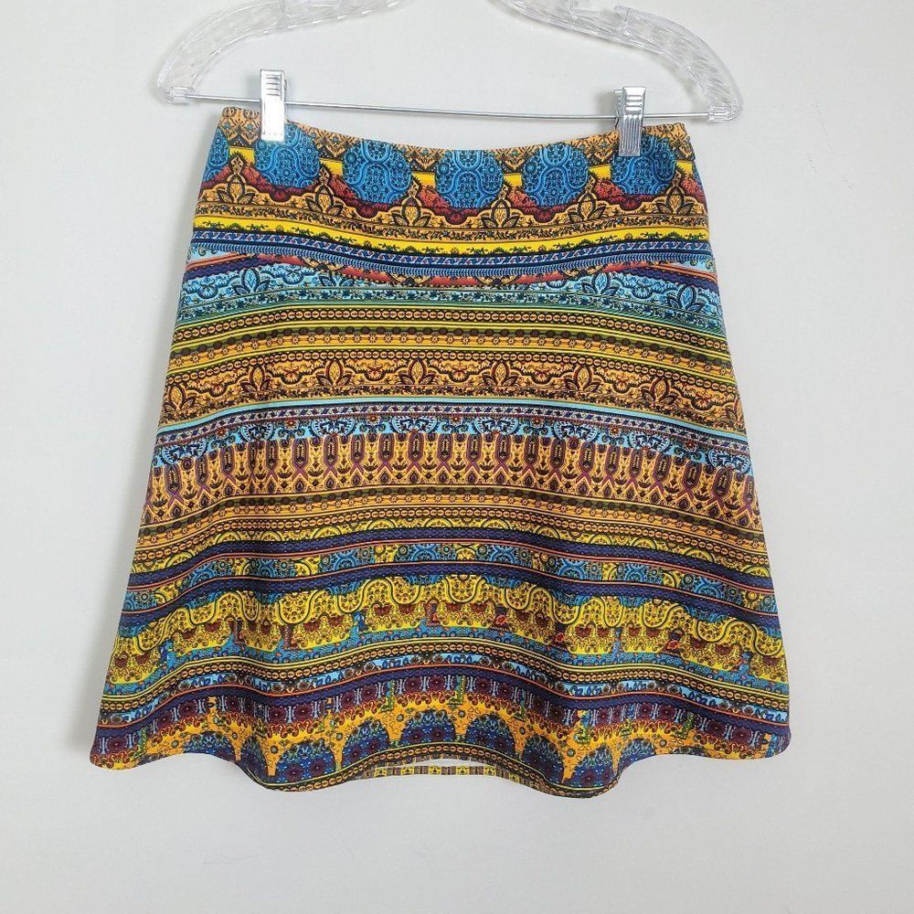 Sevier Skirts Custom Blue Yellow Prints Mini Skirt